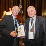 Acta Biomaterialia Gold Medal Ceremony: Buddy Ratner (awardee) with Arthur Coury (president of the award committee)